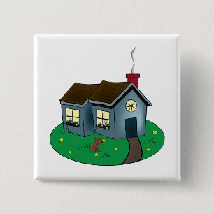 Charming Cottage Style House with Garden 2 Inch Square Button