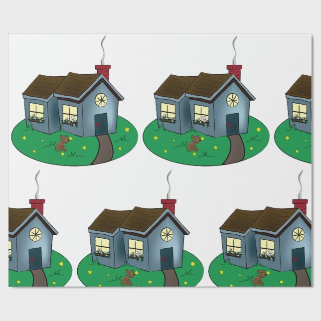 Charming Cottage Style House with Garden Wrapping Paper (Flat)