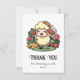 Charming Cottagecore Sheep Baby Shower Thank You Card