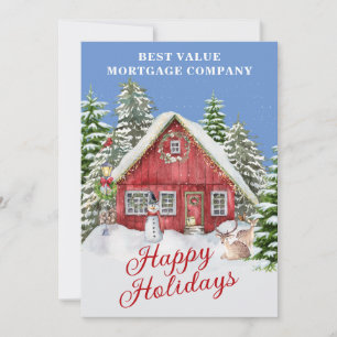 Charming Country Scene Happy Holidays Business  Holiday Card