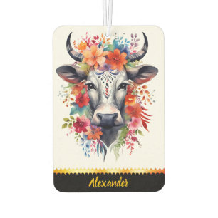 Charming cow air freshener with flowers