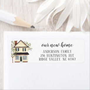 Charming Cream House New Home Étiquette de adresse