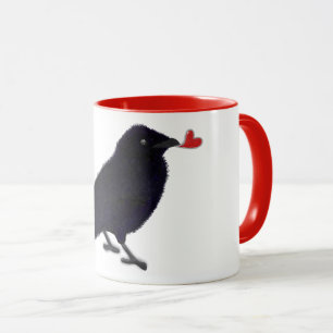 Charming crow glitter heart mug