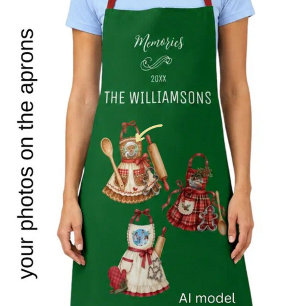 Charming Custom Holiday 3 Photo Apron Name Year 