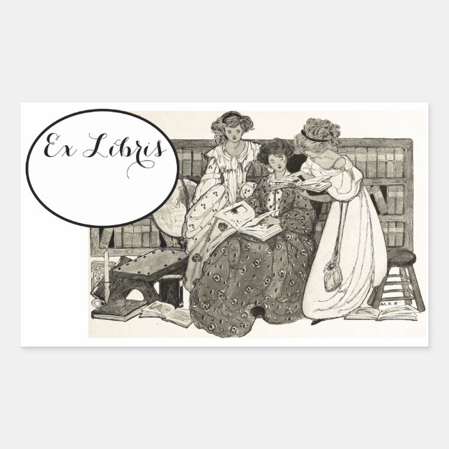 Charming Customizable Ex Libris Library Bookplate Sticker (Front)