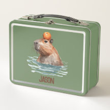 Charming Cute Capybara with Orange and Kids Name