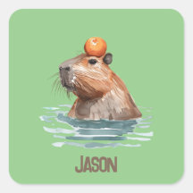 Charming Cute Capybara with Orange and Kids Name
