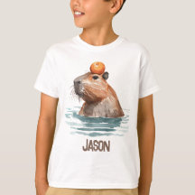 Charming Cute Capybara with Orange and Kids Name