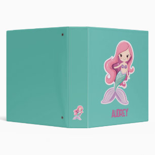 Charming Cute Pastel Mermaid with Kids Name Binder