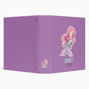 Charming Cute Pastel Mermaid with Kids Name Binder