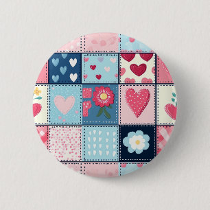 Charming Cute Patchwork Design 2 Inch Round Button