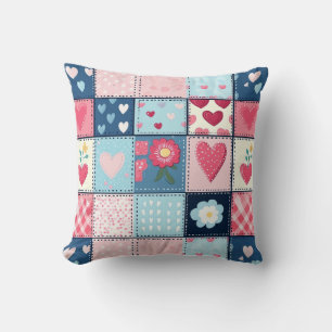 Charming Cute Patchwork Design  Throw Pillow