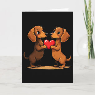 Charming Dachshund Puppy Heart For Valentine's Day Card