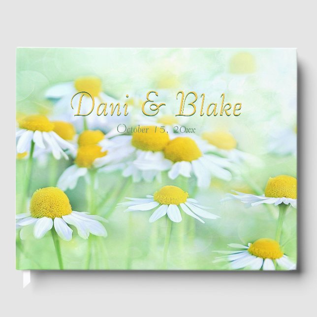 Charming Daisy, Script Font Guest Book (Front)