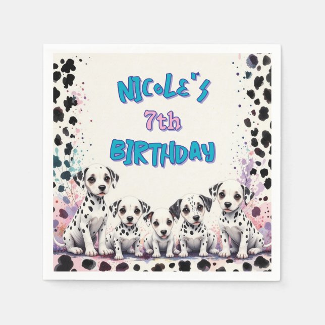 Charming Dalmatian Puppy Birthday  Napkin (Front)