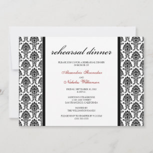 Charming Damask Rehearsal Dinner Invite (black)