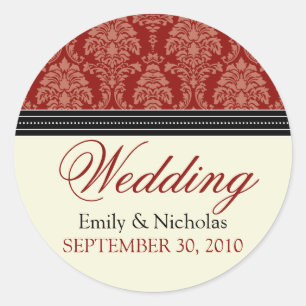 Charming Damask Wedding Invitation Seal (red)