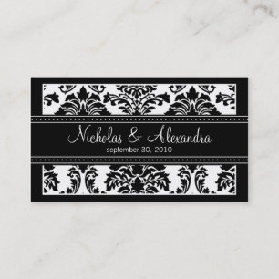 Charming Damask Wedding Web Card (black/white)
