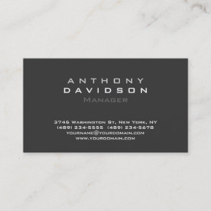 Charming Dark Grey Contemporary Chic Business Card