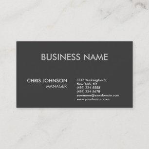 Charming Dark Grey Plain Modern Business Card