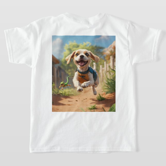 Charming Dog Print T-Shirt for Kids – Fun, Comfor (Laydown Back)
