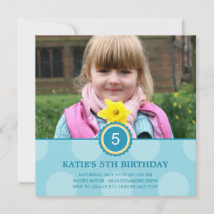 Charming Dots Photo Birthday Invitation (Blue)