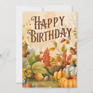 Charming Dreamy Woods Autumn Fall Happy Birthday Card