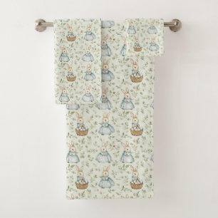 Charming Easter Bunnies Bath Towel Set