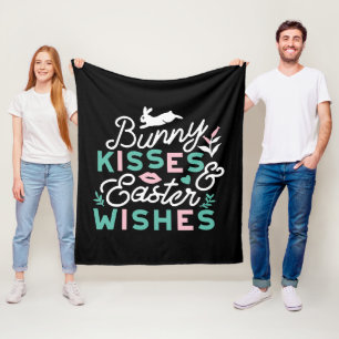 Charming Easter Typography Bunny Easter Fleece Blanket