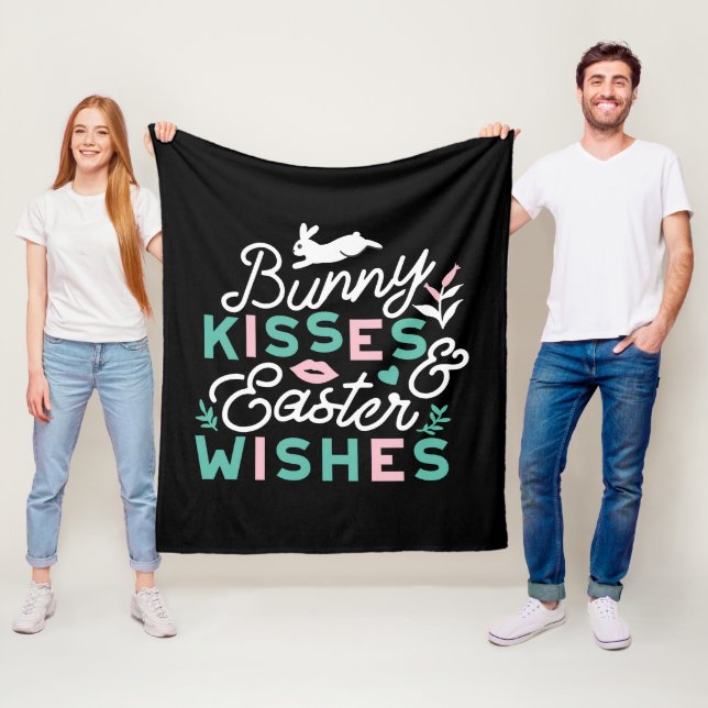Charming Easter Typography Bunny Easter Fleece Blanket (In Situ)