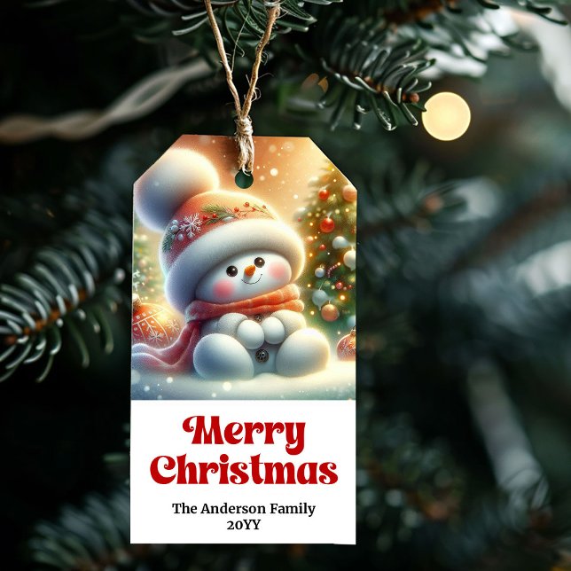 Charming Editable Christmas Snowman Kids Gift Tag  (Charming Editable Christmas Snowman Kids Gift Tag Art)