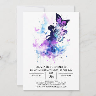 Charming Editable Fairy Birthday Invitation