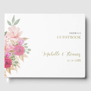 Charming Elegant Watercolor Floral Arrangement Guest Book