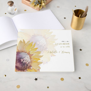 Charming Elegant Watercolor Sunflower Guest Book