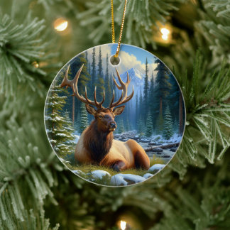 Charming Elk Animal Keepsake Ceramic Ornament