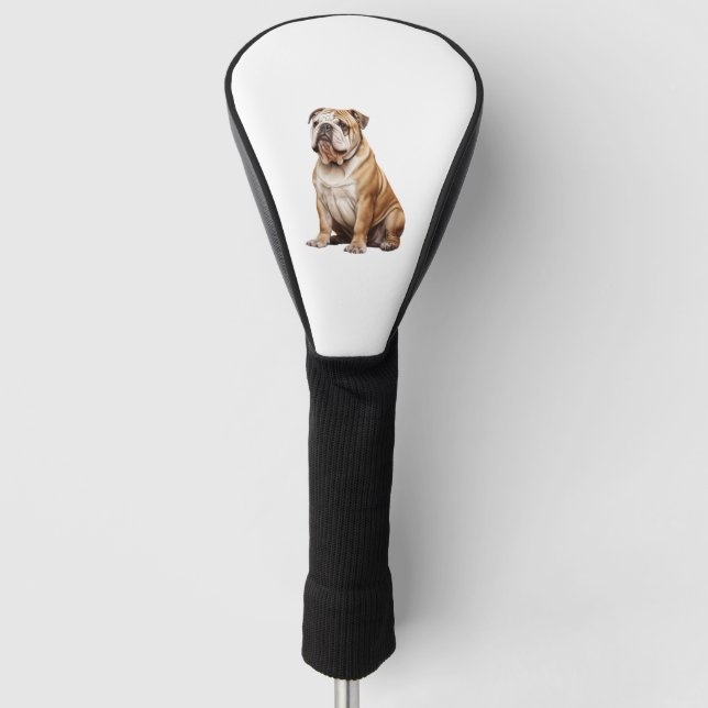 Charming English Bulldog Portrait - Adorable Canin Golf Head Cover (Front)