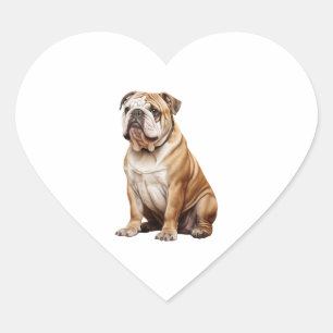 Charming English Bulldog Portrait - Adorable Canin Heart Sticker