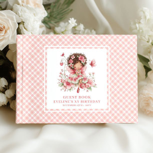 Charming Fairy Girl Birthday Pink Floral Guestbook