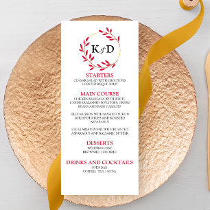 Charming Fall Leaf Monogram Wedding Menu