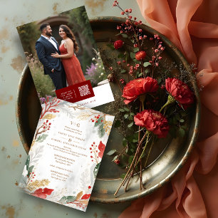 Charming Fall Nature Frame Photo Wedding Invitation