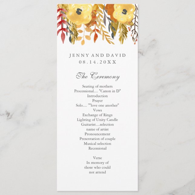 Charming Fall Wedding Program (Front)