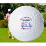 Charming Fem Golf Cart Best Grandma MonogramName Golf Balls<br><div class="desc">A charming unique golf cart -- lovely in pink and blue with just a touch of glow on its "roof" -- tastefully done -- ready to run the course -- golf ball. Custom typography for the Monogram / Initial and first name. This is a great gift for the lady golf...</div>