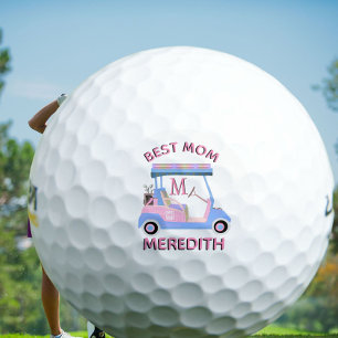Charming Feminine Golf Cart Best Mom Monogram Name Balls