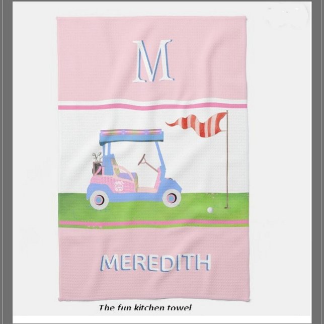 Charming Feminine Golf Cart Clubs Monogram Name  Kitchen Towel (Creator Uploaded)