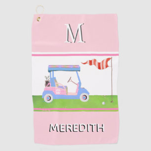 Charming Feminine Golf Cart Clubs Monogram Name  Towel
