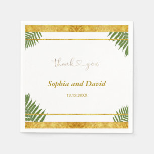Charming Fern Leaves Gold Foil Wedding Custom  Napkin