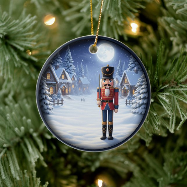 Charming Festive Christmas Scene Ceramic Ornament (Creator Uploaded)
