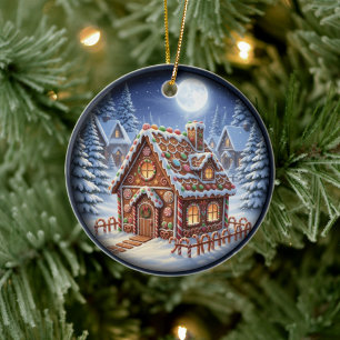 Charming Festive Christmas Scene Ceramic Ornament