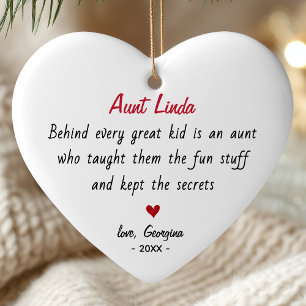 Charming Festive Script Best Auntie Keepsake Ceramic Ornament