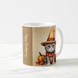 Charming festive Thanksgiving Cat in Disguise Coffee Mug